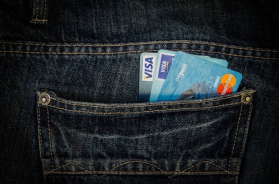 Jeans with credit cards in the pocket